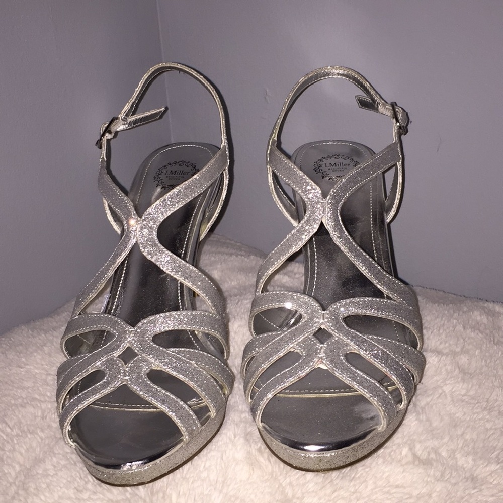 I.Miller silver sparkle heels